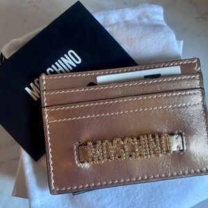 Moschino Rose Gold Card Holder w/ rhinestones